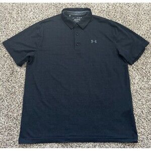 Under Armour The Playoff Polo Shirt Mens XL Black Short Sleeve Performance